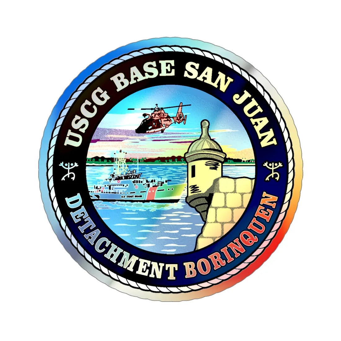 USCG Base San Juan (U.S. Coast Guard) Holographic STICKER Die-Cut Vinyl Decal 6 Inch - The Sticker Space