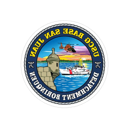 USCG Base San Juan (U.S. Coast Guard) REVERSE PRINT Transparent Die-Cut STICKER 2 Inch Die-Cut Transparent - The Sticker Space