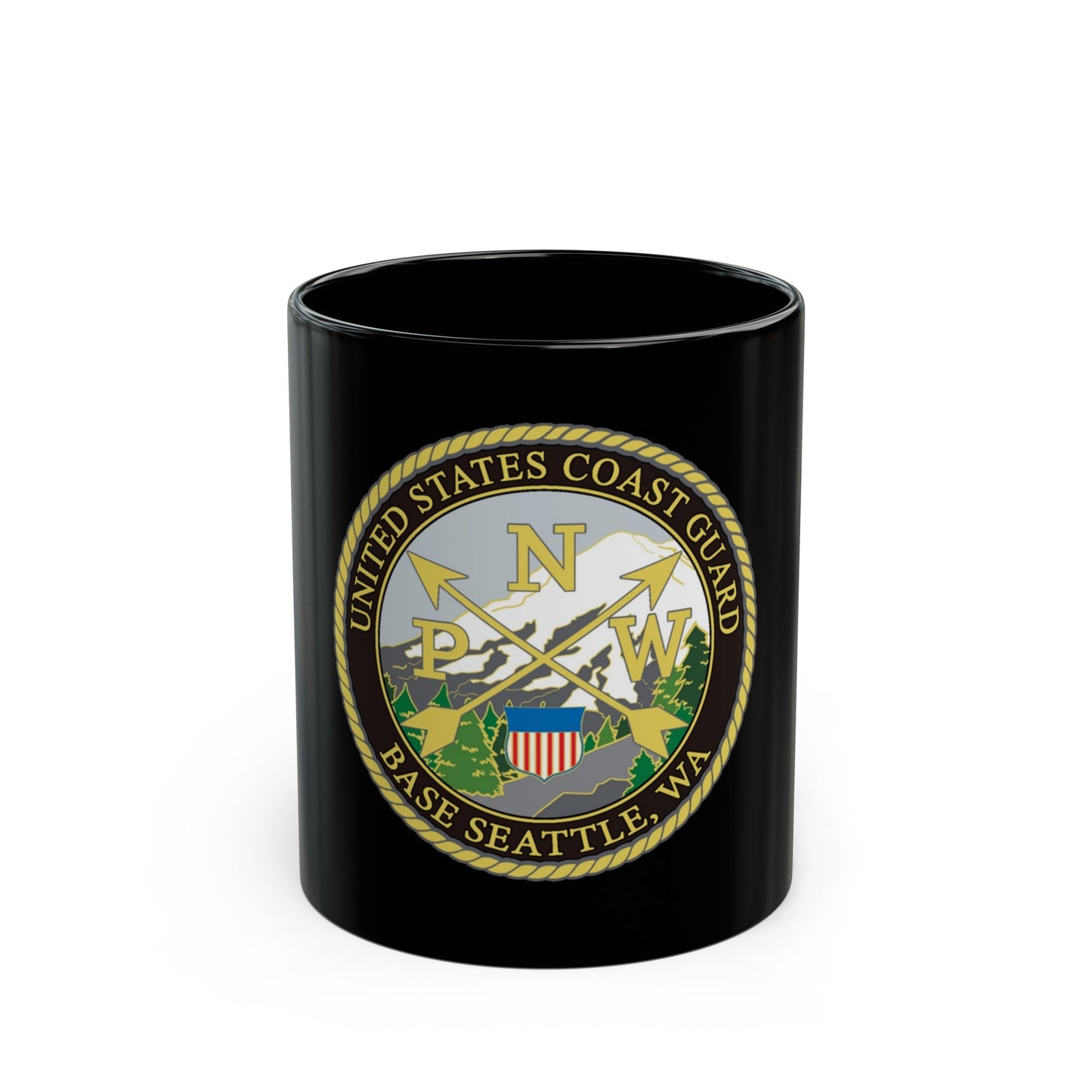 USCG Base Seattle (U.S. Coast Guard) Black Coffee Mug-11oz-The Sticker Space