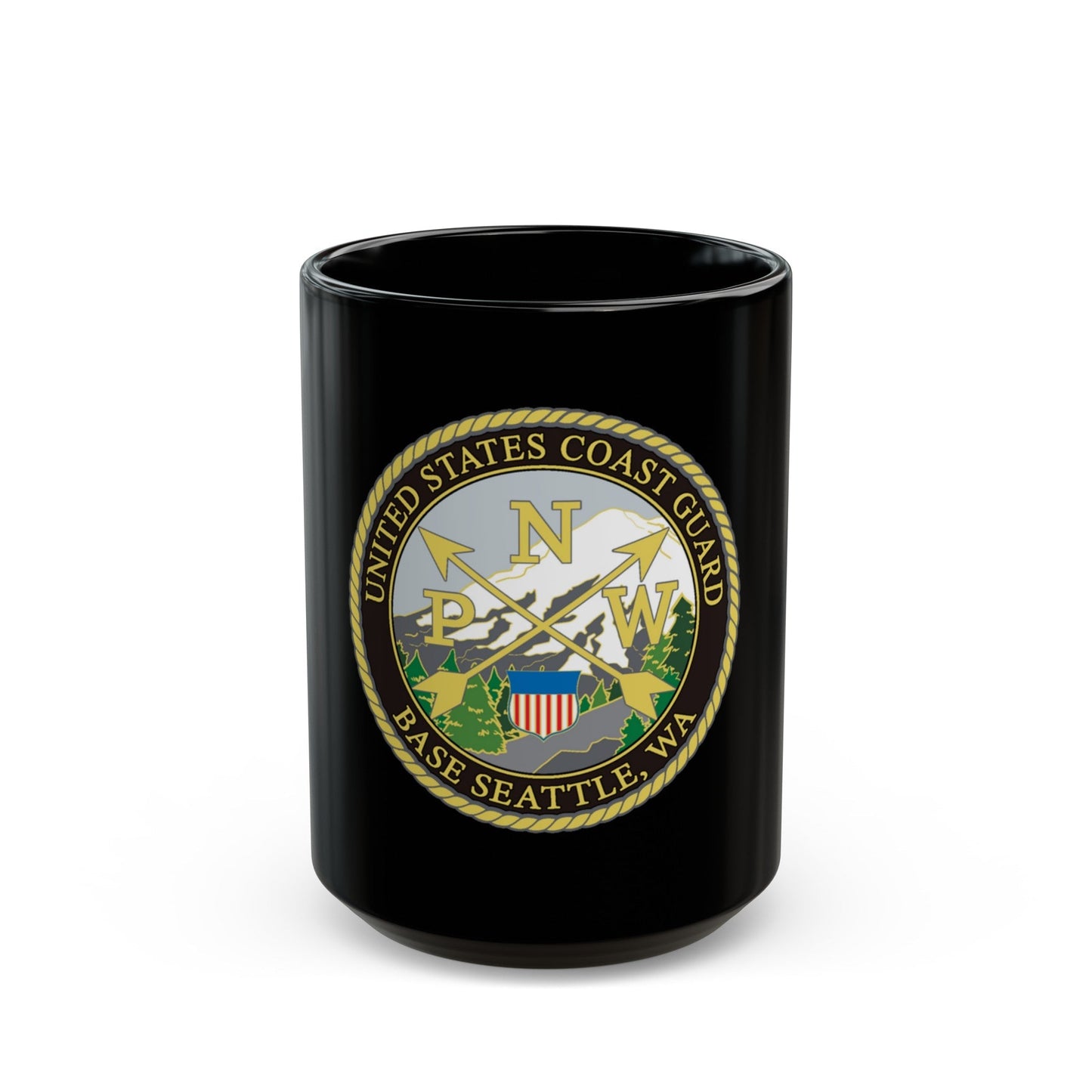 USCG Base Seattle (U.S. Coast Guard) Black Coffee Mug-15oz-The Sticker Space