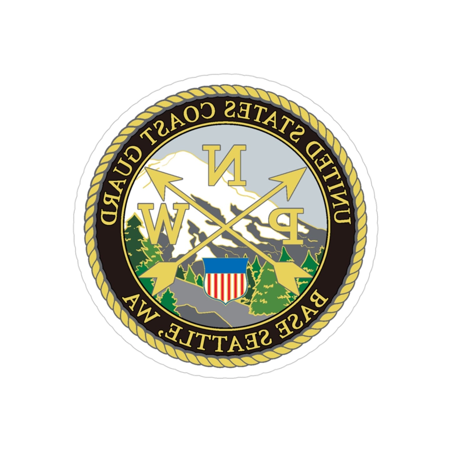 USCG Base Seattle (U.S. Coast Guard) REVERSE PRINT Transparent STICKER-3 Inch-The Sticker Space