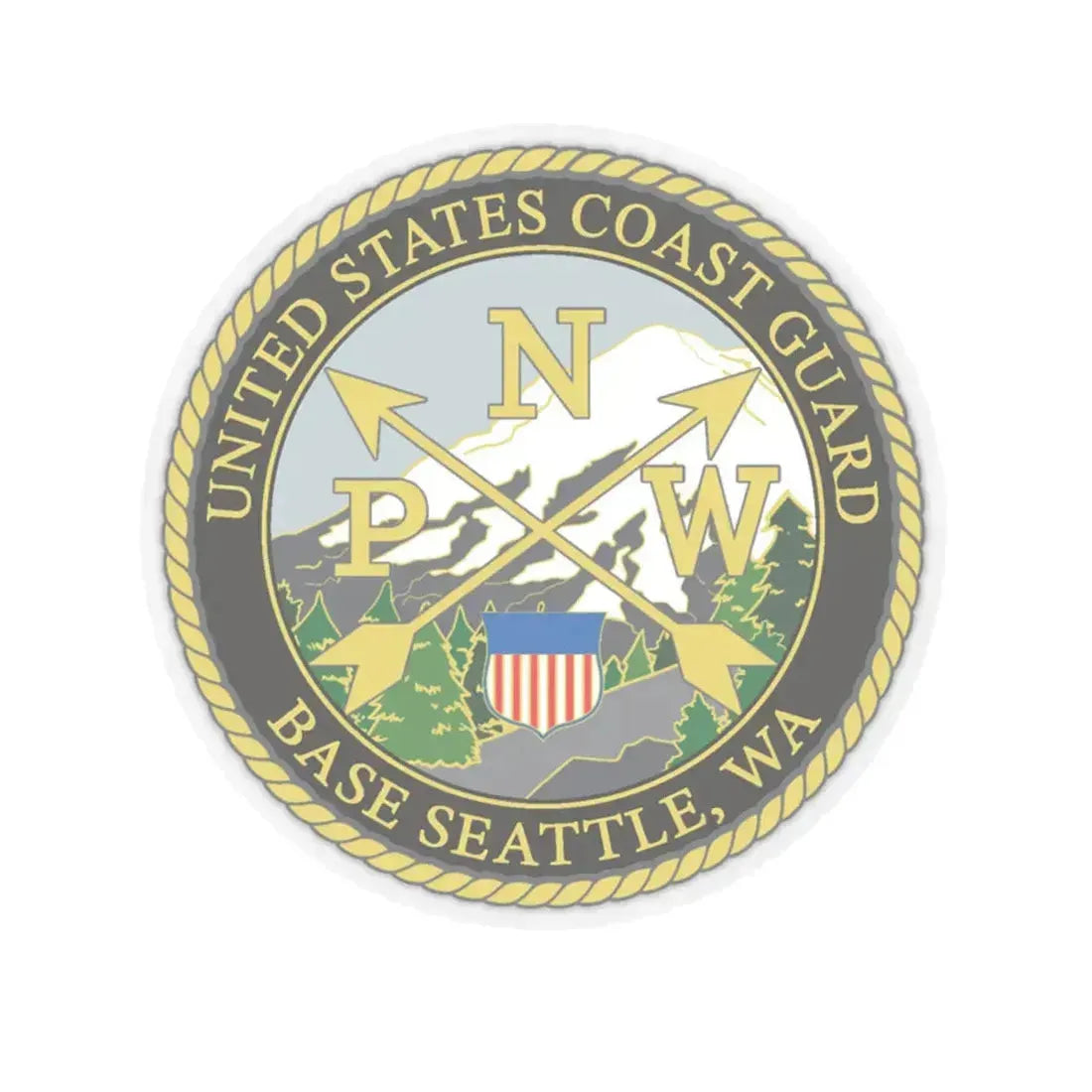 USCG Base Seattle (U.S. Coast Guard) STICKER Vinyl Kiss-Cut Decal 4 Inch Transparent - The Sticker Space