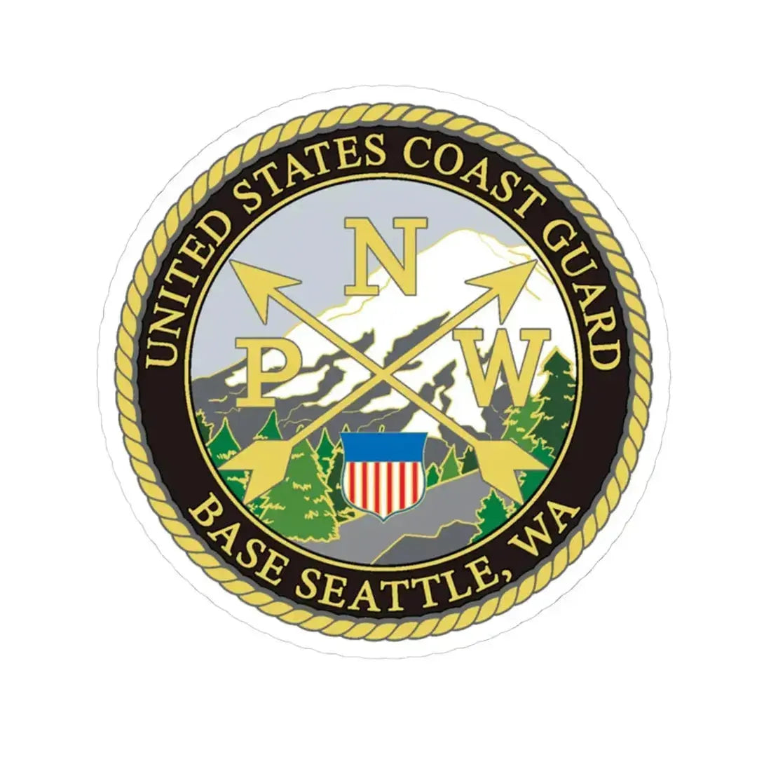 USCG Base Seattle (U.S. Coast Guard) STICKER Vinyl Kiss-Cut Decal 4 Inch White - The Sticker Space