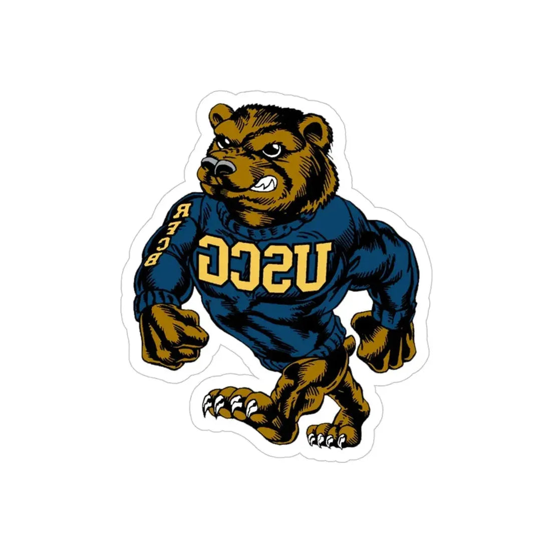 USCG Bear (U.S. Coast Guard) REVERSE PRINT Transparent Die-Cut STICKER 4 Inch Die-Cut Transparent - The Sticker Space