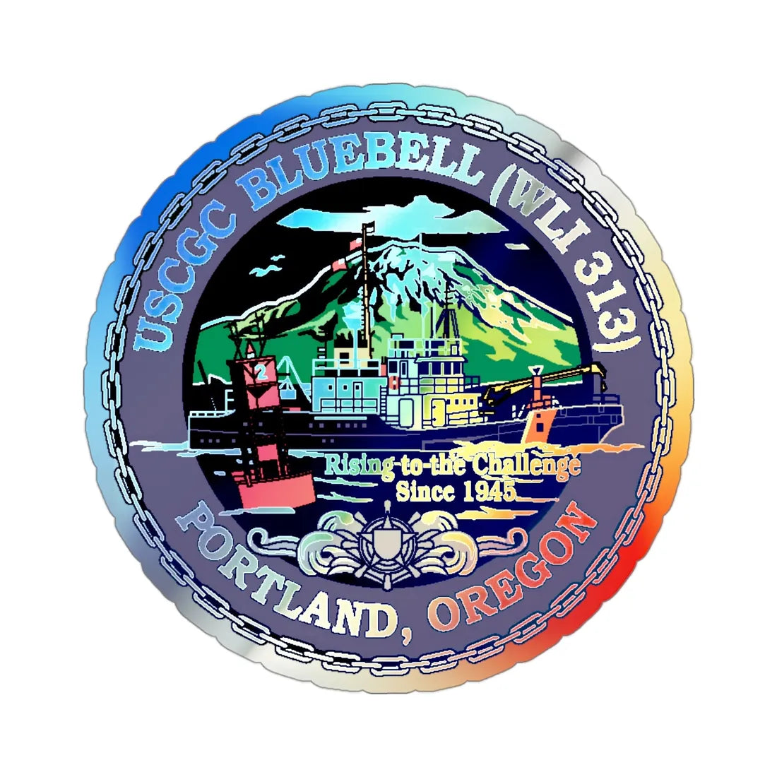 USCG Bluebell WLI 313 Portland Oregon (U.S. Coast Guard) Holographic STICKER Die-Cut Vinyl Decal 3 Inch Holographic - The Sticker Space
