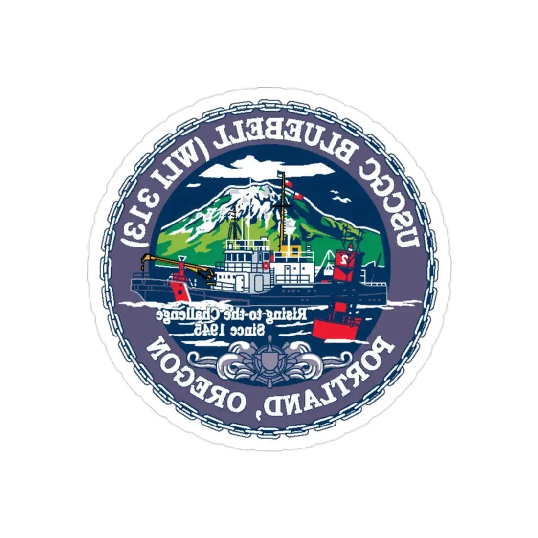 USCG Bluebell WLI 313 Portland Oregon (U.S. Coast Guard) REVERSE PRINT Transparent Die-Cut STICKER 2 Inch Die-Cut Transparent - The Sticker Space