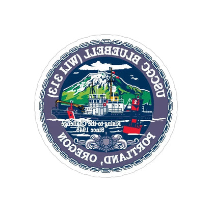 USCG Bluebell WLI 313 Portland Oregon (U.S. Coast Guard) REVERSE PRINT Transparent Die-Cut STICKER 5 Inch Die-Cut Transparent - The Sticker Space