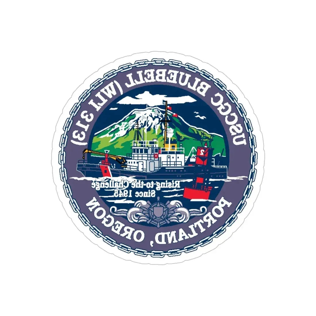 USCG Bluebell WLI 313 Portland Oregon (U.S. Coast Guard) REVERSE PRINT Transparent Die-Cut STICKER 6 Inch Die-Cut Transparent - The Sticker Space