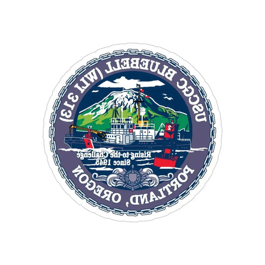 USCG Bluebell WLI 313 Portland Oregon (U.S. Coast Guard) REVERSE PRINT Transparent Die-Cut STICKER 6 Inch Die-Cut Transparent - The Sticker Space