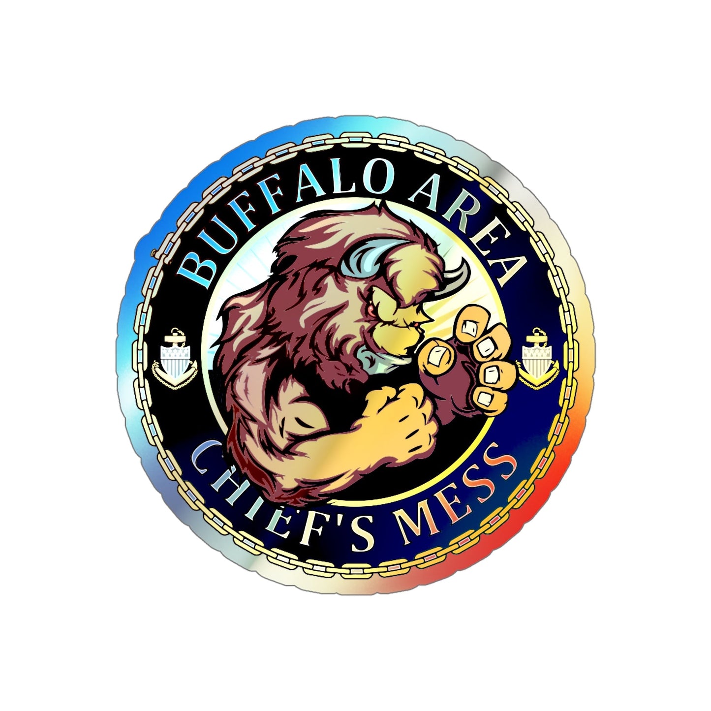 USCG Buffalo Area Cheifs Mess (U.S. Coast Guard) Holographic STICKER Die-Cut Vinyl Decal-5 Inch-The Sticker Space