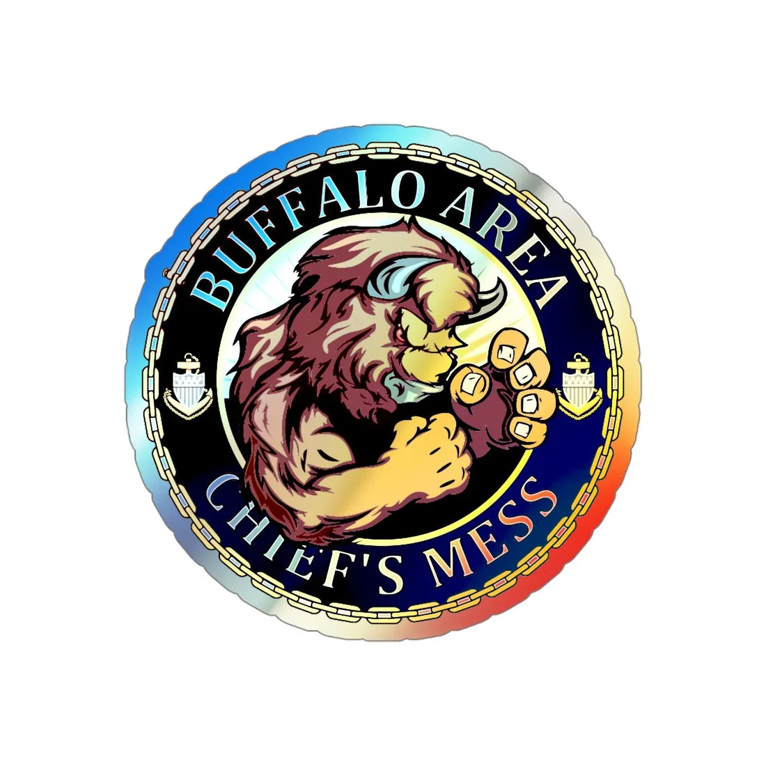 USCG Buffalo Area Cheifs Mess (U.S. Coast Guard) Holographic STICKER Die-Cut Vinyl Decal 4 Inch Holographic - The Sticker Space