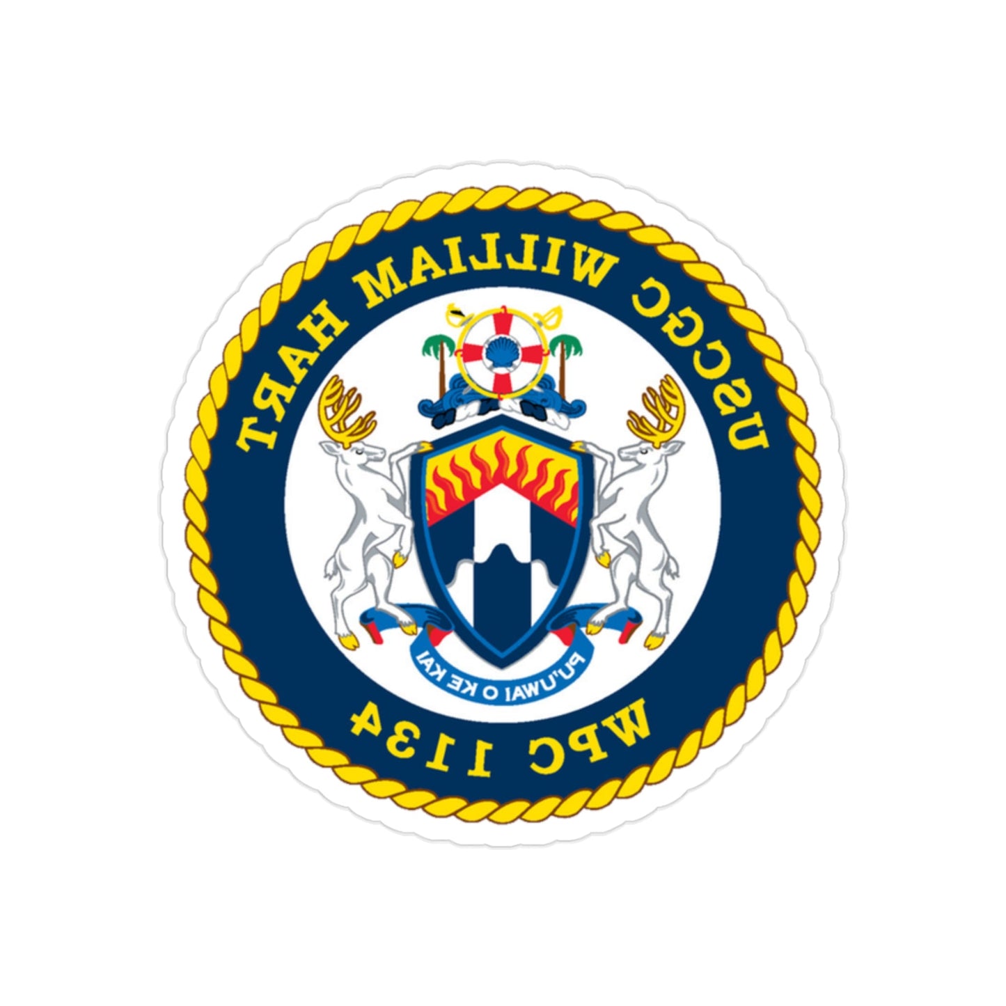 USCG C William Hart WPC 1134 (U.S. Coast Guard) REVERSE PRINT Transparent STICKER-2" × 2"-The Sticker Space