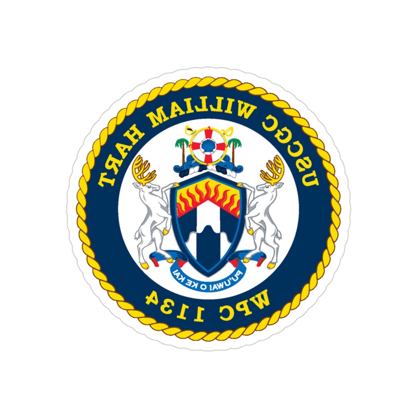 USCG C William Hart WPC 1134 (U.S. Coast Guard) REVERSE PRINT Transparent STICKER-3" × 3"-The Sticker Space