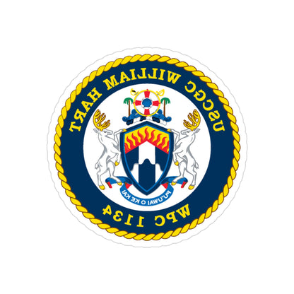 USCG C William Hart WPC 1134 (U.S. Coast Guard) REVERSE PRINT Transparent STICKER-3" × 3"-The Sticker Space