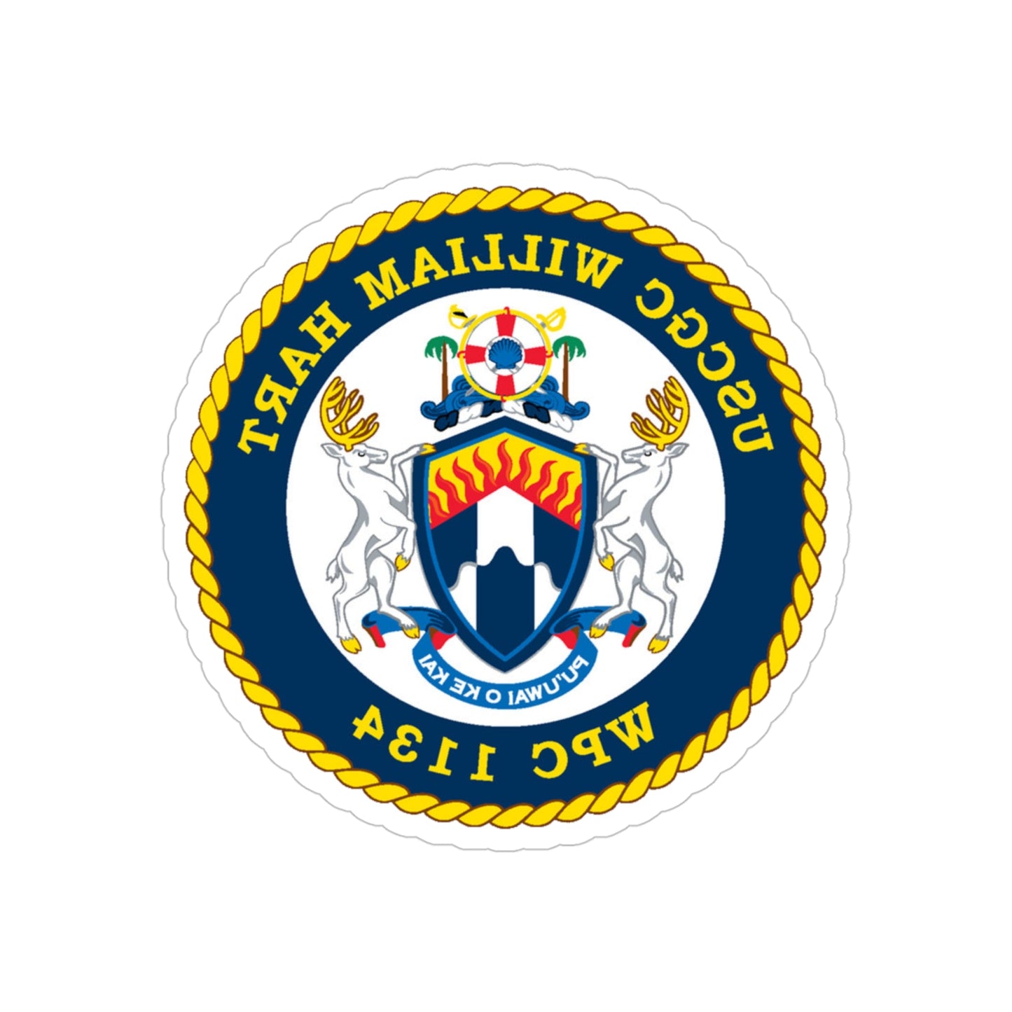 USCG C William Hart WPC 1134 (U.S. Coast Guard) REVERSE PRINT Transparent STICKER-4" × 4"-The Sticker Space