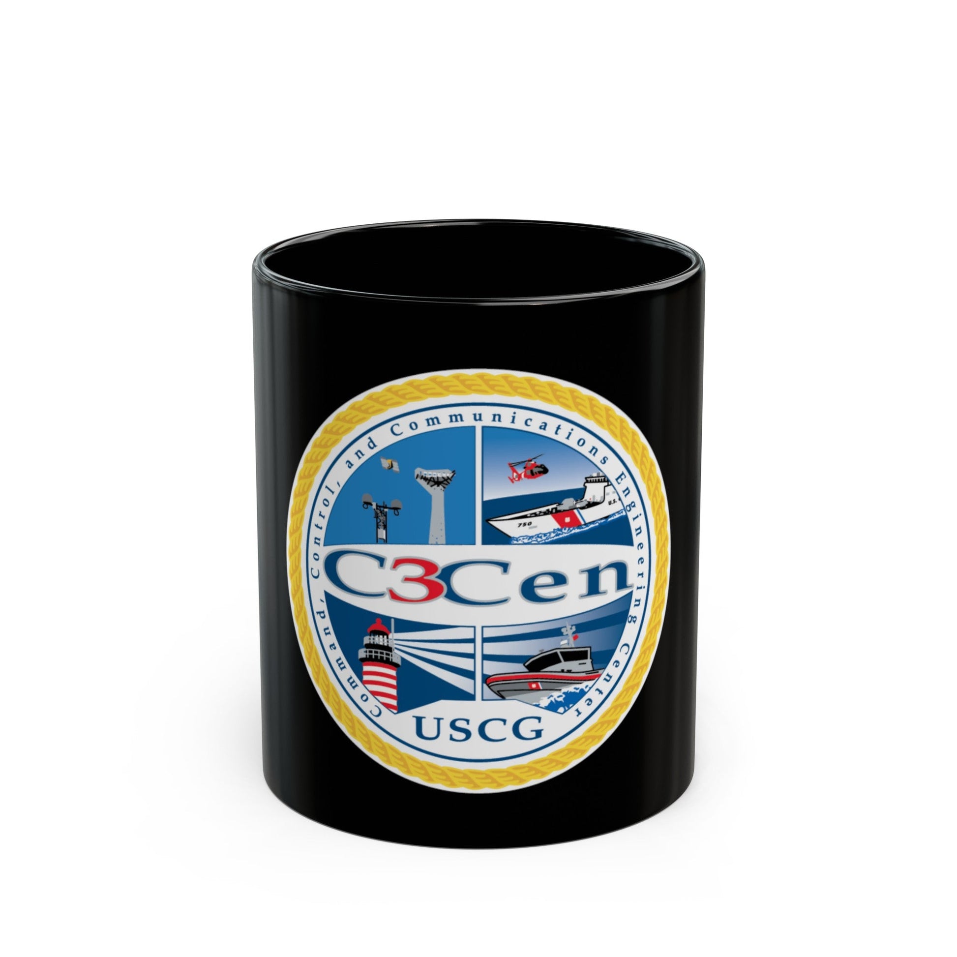 USCG C3 Cen Command Control Comm Engineering (U.S. Coast Guard) Black Coffee Mug-11oz-The Sticker Space
