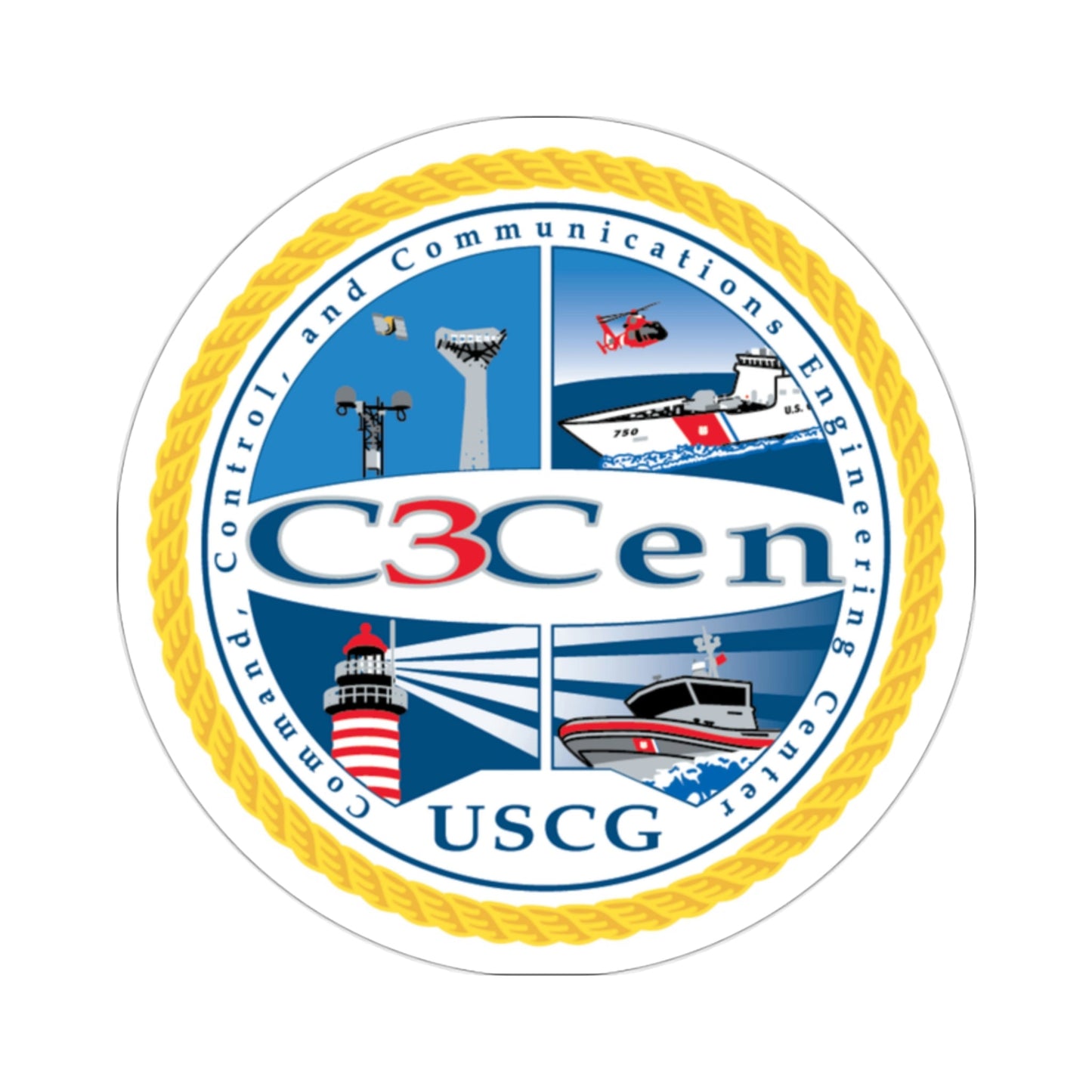 USCG C3 Cen Command Control Comm Engineering (U.S. Coast Guard) STICKER Vinyl Die-Cut Decal-2 Inch-The Sticker Space