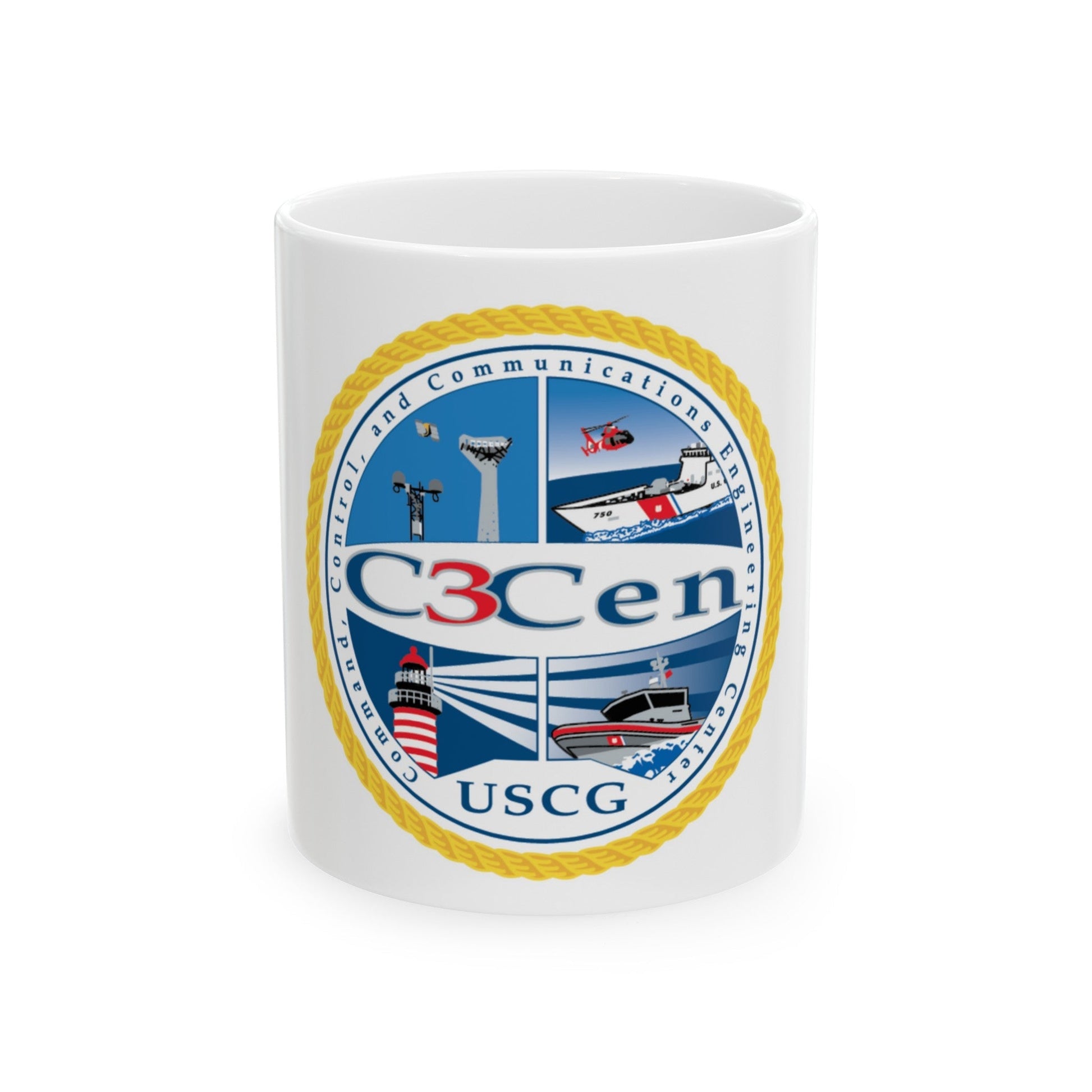 USCG C3 Cen Command Control Comm Engineering (U.S. Coast Guard) White Coffee Mug-11oz-The Sticker Space