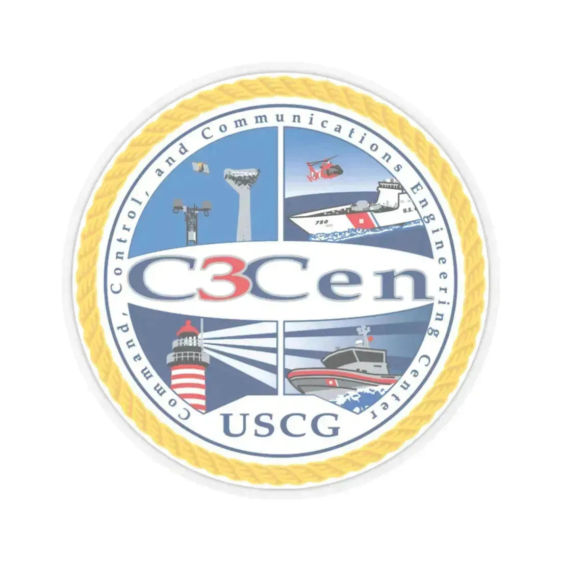 USCG C3 Cen Command Control Comm Engineering (U.S. Coast Guard) STICKER Vinyl Kiss-Cut Decal 4 Inch Transparent - The Sticker Space