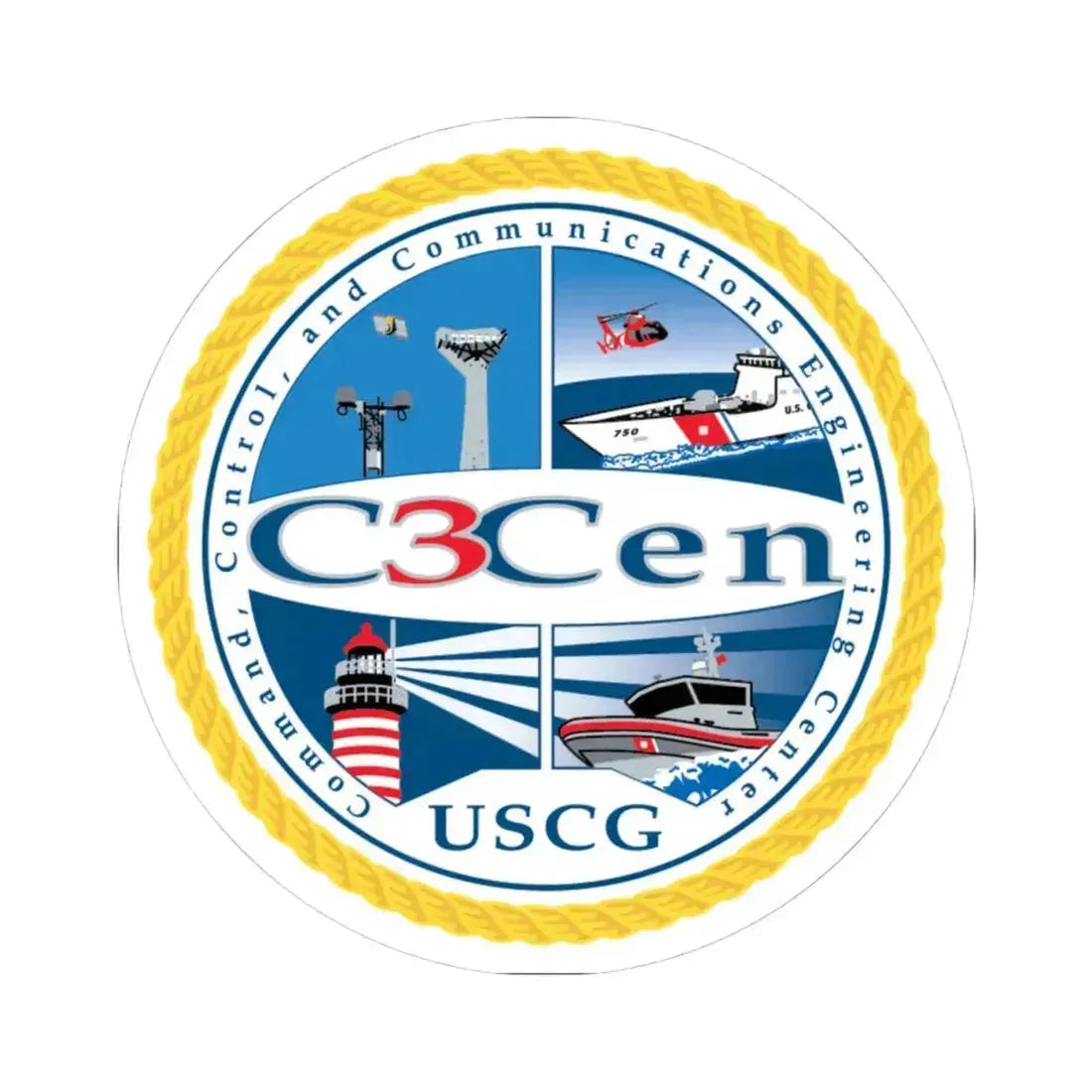 USCG C3 Cen Command Control Comm Engineering (U.S. Coast Guard) STICKER Vinyl Kiss-Cut Decal 4 Inch White - The Sticker Space