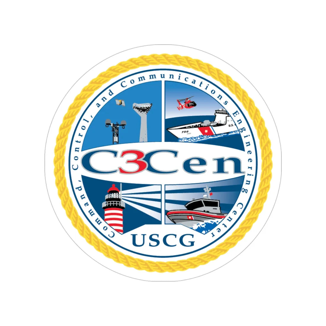 USCG C3 Cen Command Control Comm Engineering (U.S. Coast Guard) Transparent STICKER Die-Cut Vinyl Decal 4 Inch - The Sticker Space
