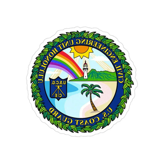 USCG CE Unit Honolulu (U.S. Coast Guard) REVERSE PRINT Transparent Die-Cut STICKER 6 Inch Die-Cut Transparent - The Sticker Space