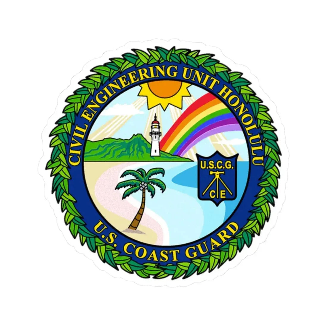USCG CE Unit Honolulu (U.S. Coast Guard) STICKER Vinyl Kiss-Cut Decal 2 Inch White - The Sticker Space