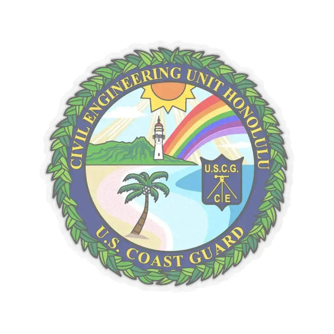USCG CE Unit Honolulu (U.S. Coast Guard) STICKER Vinyl Kiss-Cut Decal 4 Inch Transparent - The Sticker Space