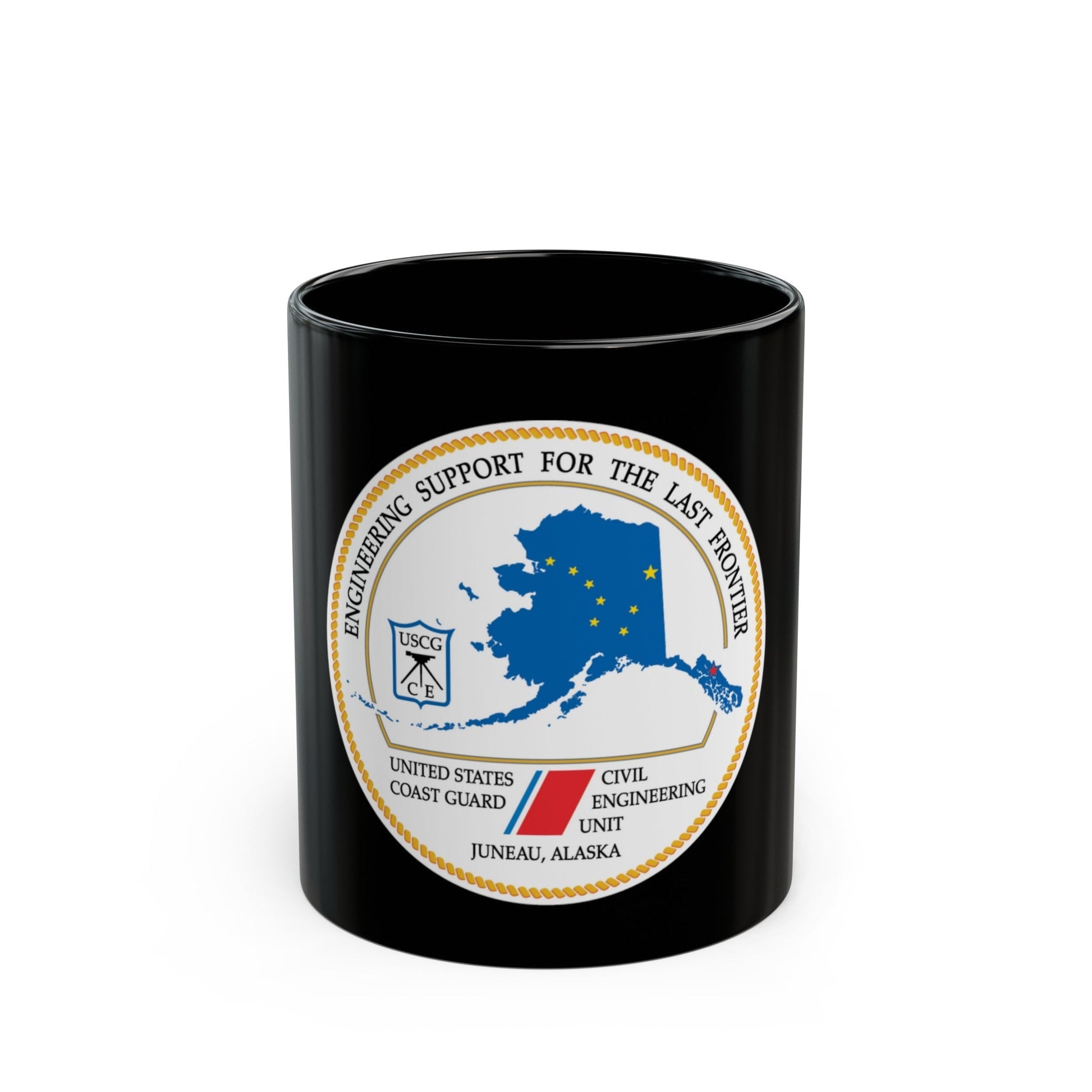 USCG CEU Juneau NEW 08 (U.S. Coast Guard) Black Coffee Mug-11oz-The Sticker Space