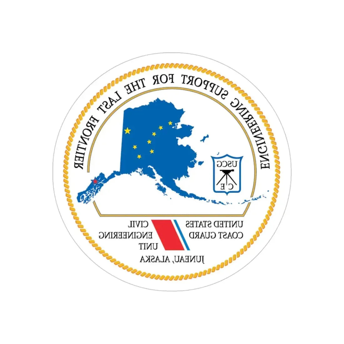 USCG CEU Juneau NEW 08 (U.S. Coast Guard) REVERSE PRINT Transparent Die-Cut STICKER 4 Inch Die-Cut Transparent - The Sticker Space