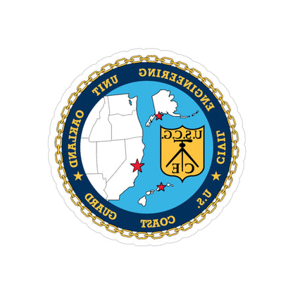 USCG Civil Eng Unit Oakland (U.S. Coast Guard) REVERSE PRINT Transparent STICKER-3" × 3"-The Sticker Space