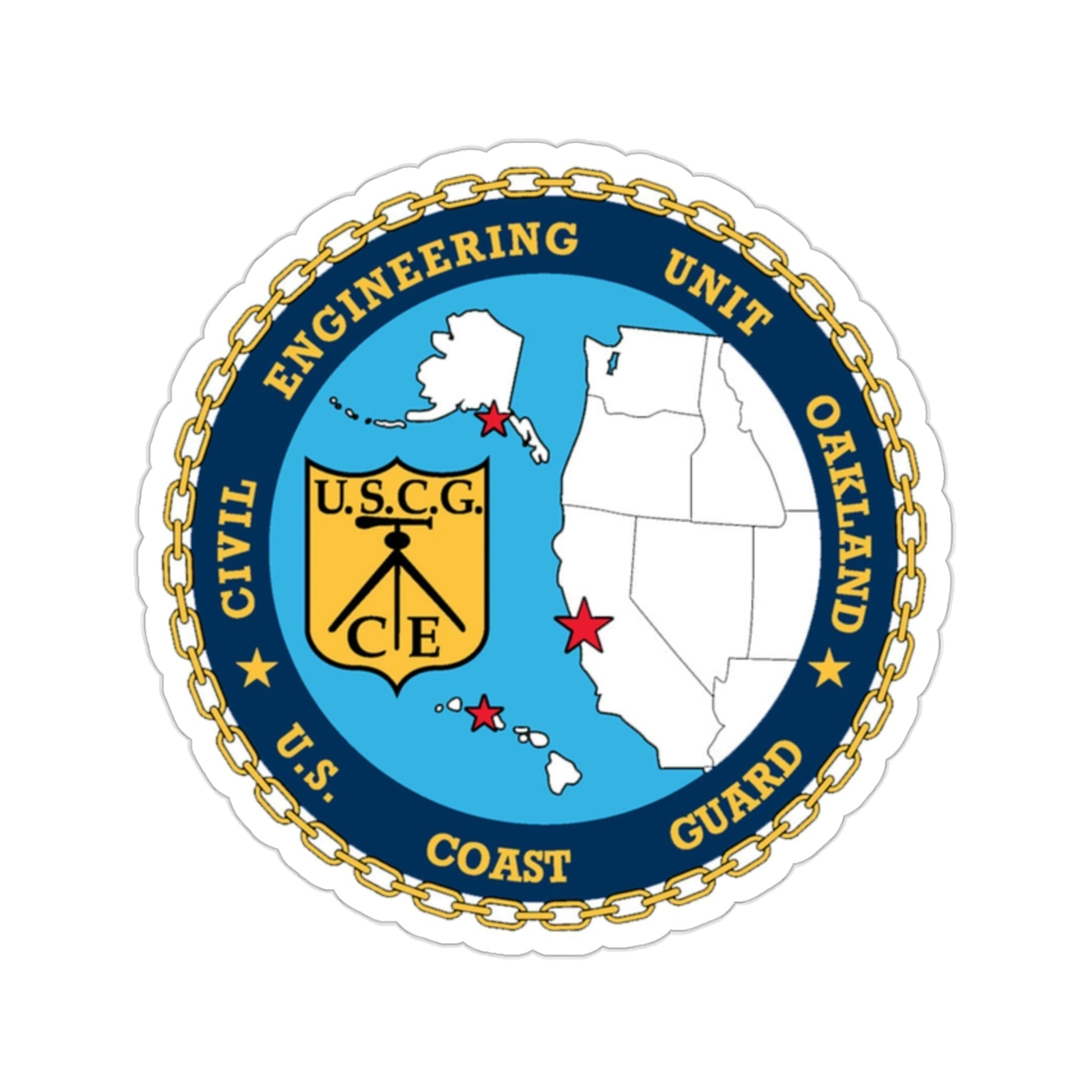 USCG Civil Eng Unit Oakland (U.S. Coast Guard) STICKER Vinyl Die-Cut Decal-2 Inch-The Sticker Space