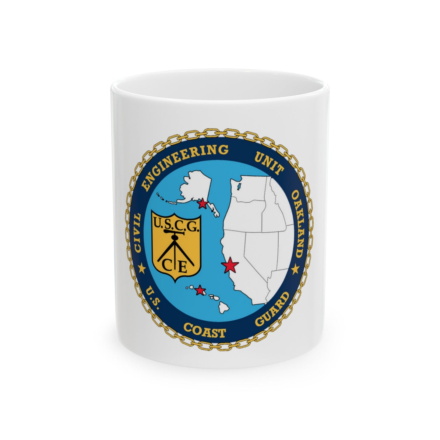 USCG Civil Eng Unit Oakland (U.S. Coast Guard) White Coffee Mug-11oz-The Sticker Space