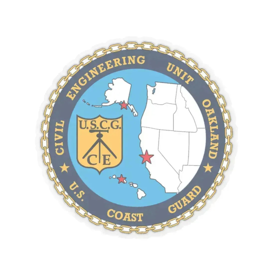 USCG Civil Eng Unit Oakland (U.S. Coast Guard) STICKER Vinyl Kiss-Cut Decal 2 Inch Transparent - The Sticker Space