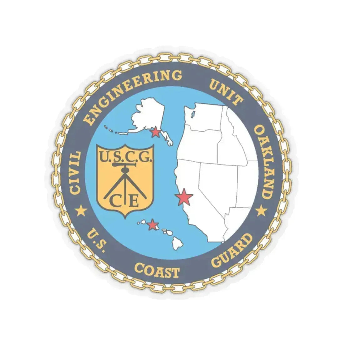 USCG Civil Eng Unit Oakland (U.S. Coast Guard) STICKER Vinyl Kiss-Cut Decal 3 Inch Transparent - The Sticker Space