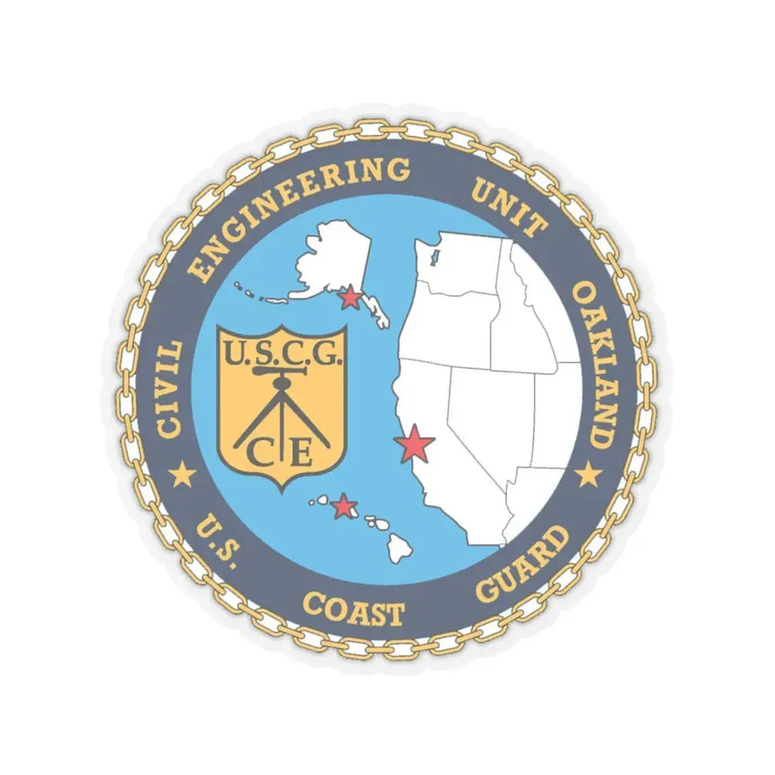 USCG Civil Eng Unit Oakland (U.S. Coast Guard) STICKER Vinyl Kiss-Cut Decal 6 Inch Transparent - The Sticker Space