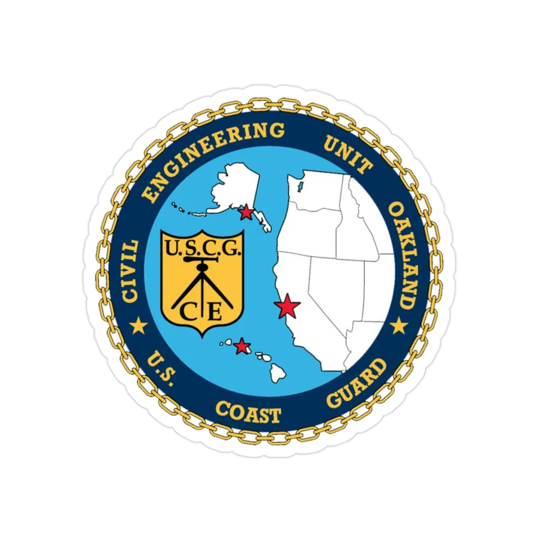 USCG Civil Eng Unit Oakland (U.S. Coast Guard) Transparent STICKER Die-Cut Vinyl Decal 2 Inch - The Sticker Space