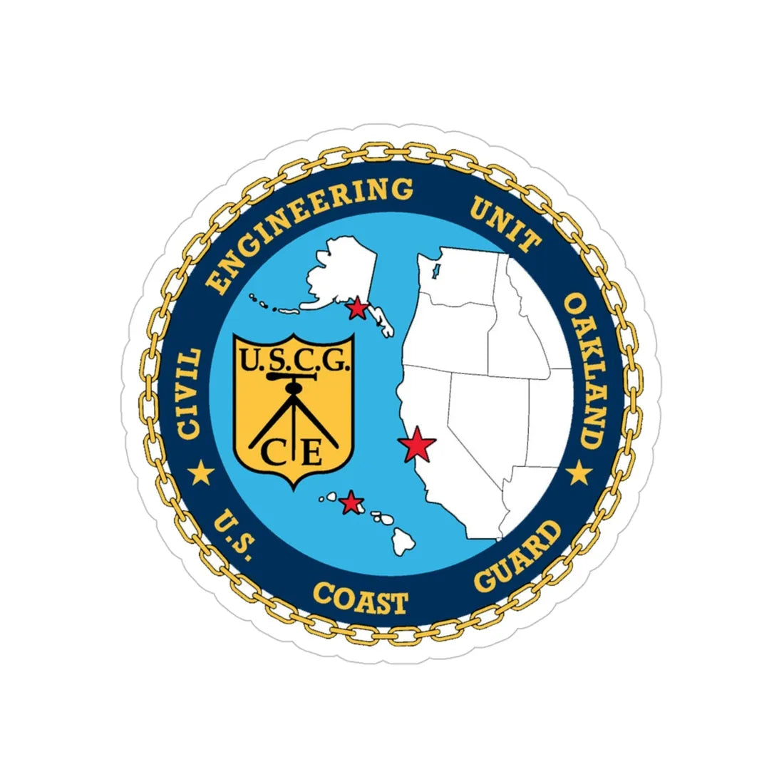USCG Civil Eng Unit Oakland (U.S. Coast Guard) Transparent STICKER Die-Cut Vinyl Decal 4 Inch - The Sticker Space