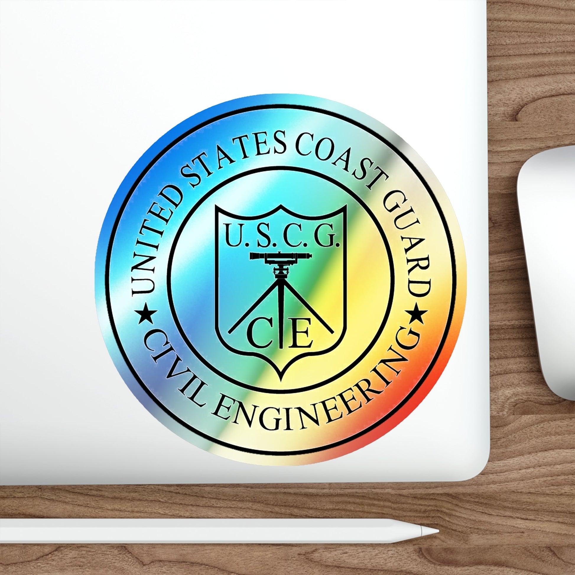 USCG Civil Engineering (U.S. Coast Guard) Holographic STICKER Die-Cut Vinyl Decal-The Sticker Space