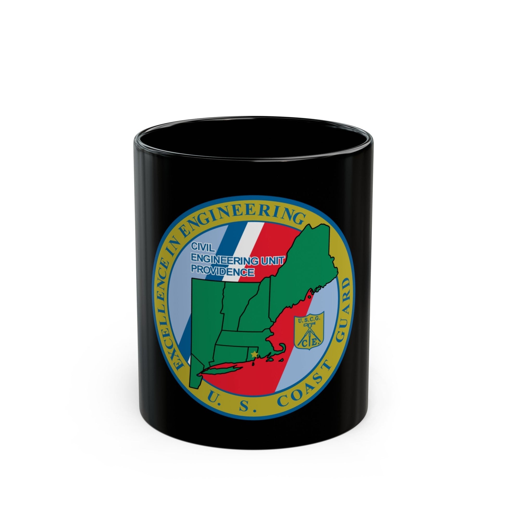 USCG Civil Engineering Unit Providence (U.S. Coast Guard) Black Coffee Mug-11oz-The Sticker Space