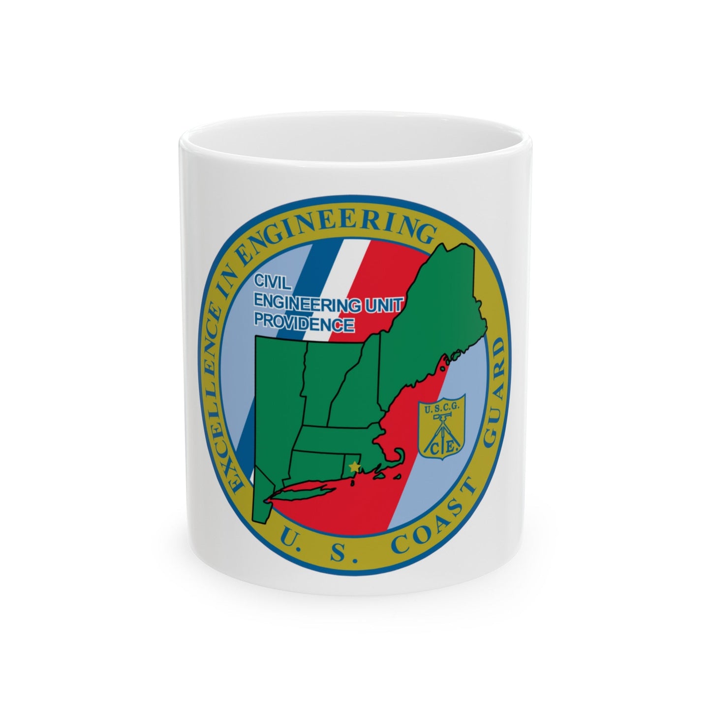 USCG Civil Engineering Unit Providence (U.S. Coast Guard) White Coffee Mug-11oz-The Sticker Space