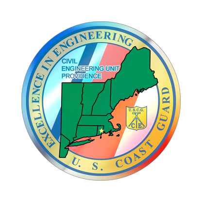 USCG Civil Engineering Unit Providence (U.S. Coast Guard) Holographic STICKER Die-Cut Vinyl Decal 4 Inch Holographic - The Sticker Space