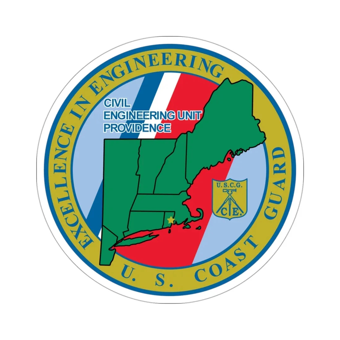 USCG Civil Engineering Unit Providence (U.S. Coast Guard) STICKER Vinyl Die-Cut Decal 3 Inch - The Sticker Space