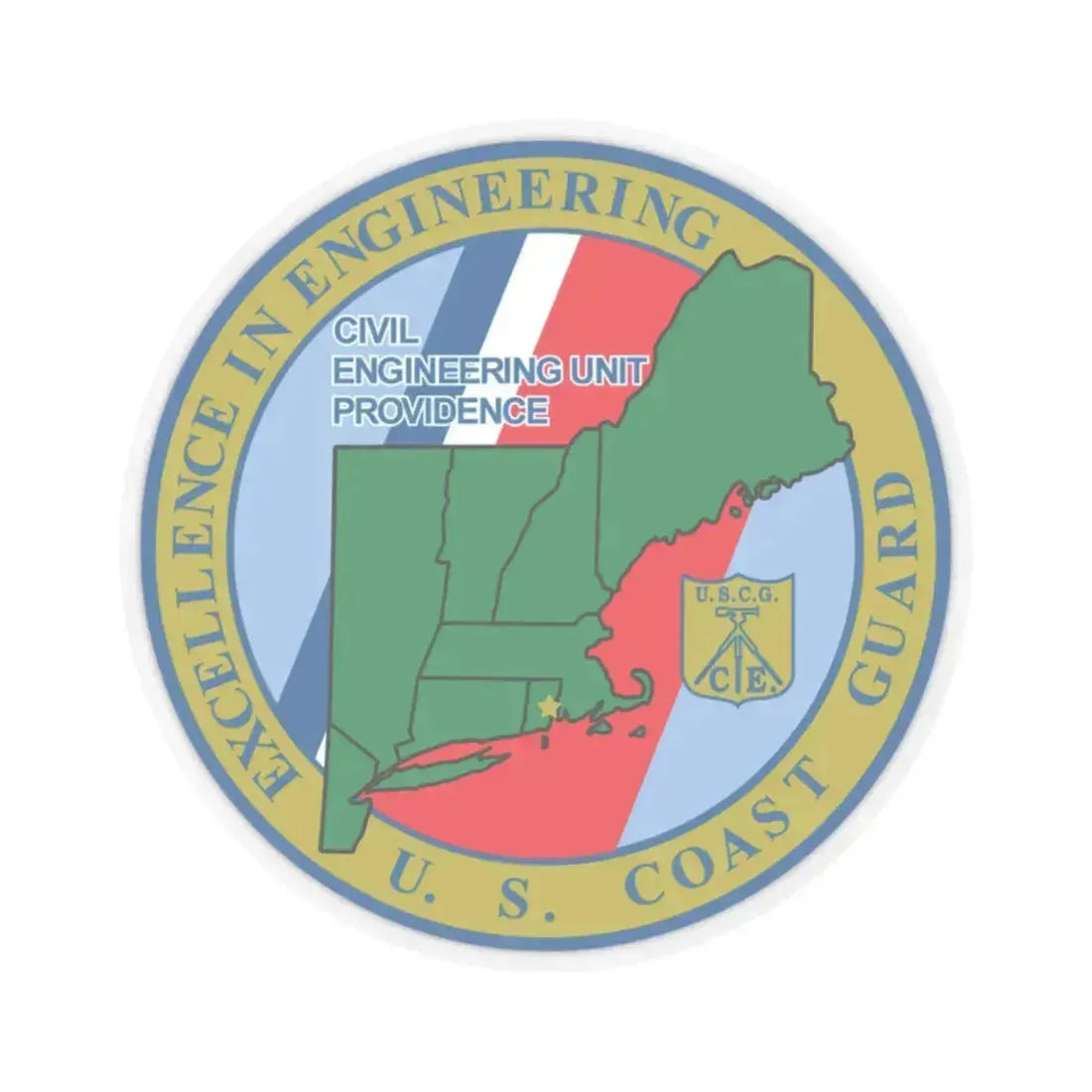 USCG Civil Engineering Unit Providence (U.S. Coast Guard) STICKER Vinyl Kiss-Cut Decal 2 Inch Transparent - The Sticker Space