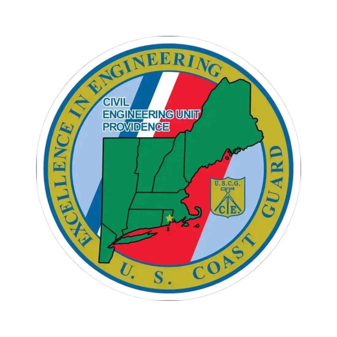 USCG Civil Engineering Unit Providence (U.S. Coast Guard) STICKER Vinyl Kiss-Cut Decal 3 Inch White - The Sticker Space