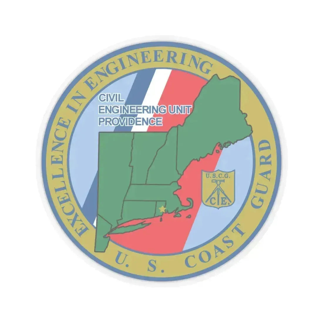 USCG Civil Engineering Unit Providence (U.S. Coast Guard) STICKER Vinyl Kiss-Cut Decal 6 Inch Transparent - The Sticker Space