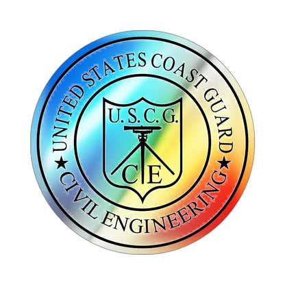 USCG Civil Engineering (U.S. Coast Guard) Holographic STICKER Die-Cut Vinyl Decal 5 Inch Holographic - The Sticker Space