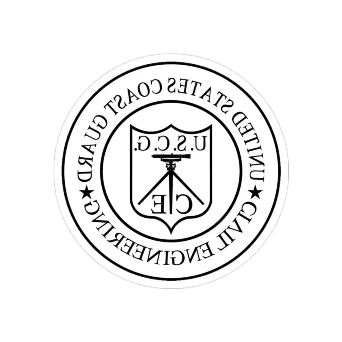 USCG Civil Engineering (U.S. Coast Guard) REVERSE PRINT Transparent Die-Cut STICKER 2 Inch Die-Cut Transparent - The Sticker Space