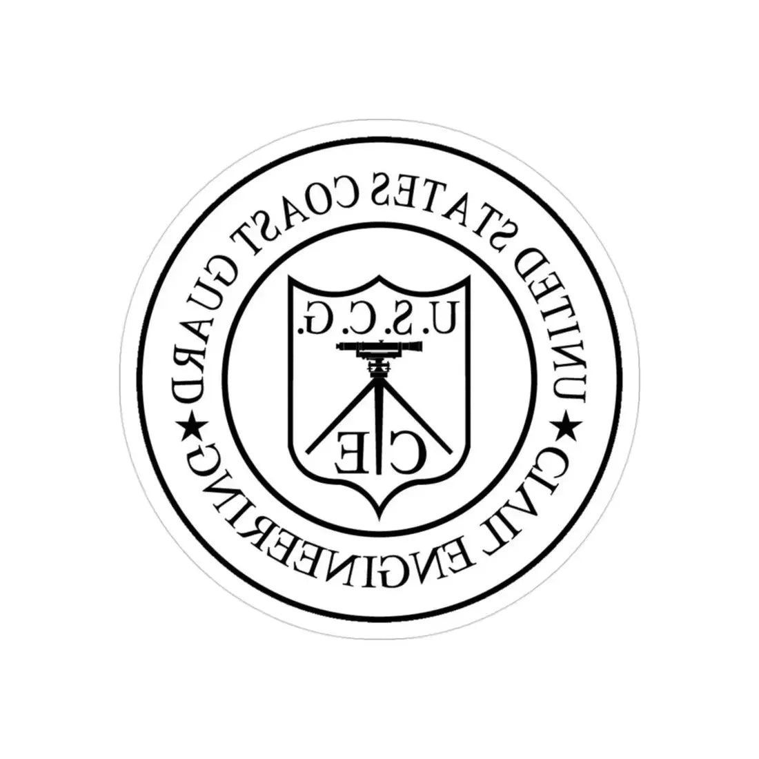 USCG Civil Engineering (U.S. Coast Guard) REVERSE PRINT Transparent Die-Cut STICKER 3 Inch Die-Cut Transparent - The Sticker Space