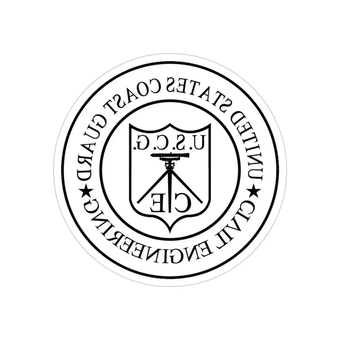 USCG Civil Engineering (U.S. Coast Guard) REVERSE PRINT Transparent Die-Cut STICKER 5 Inch Die-Cut Transparent - The Sticker Space